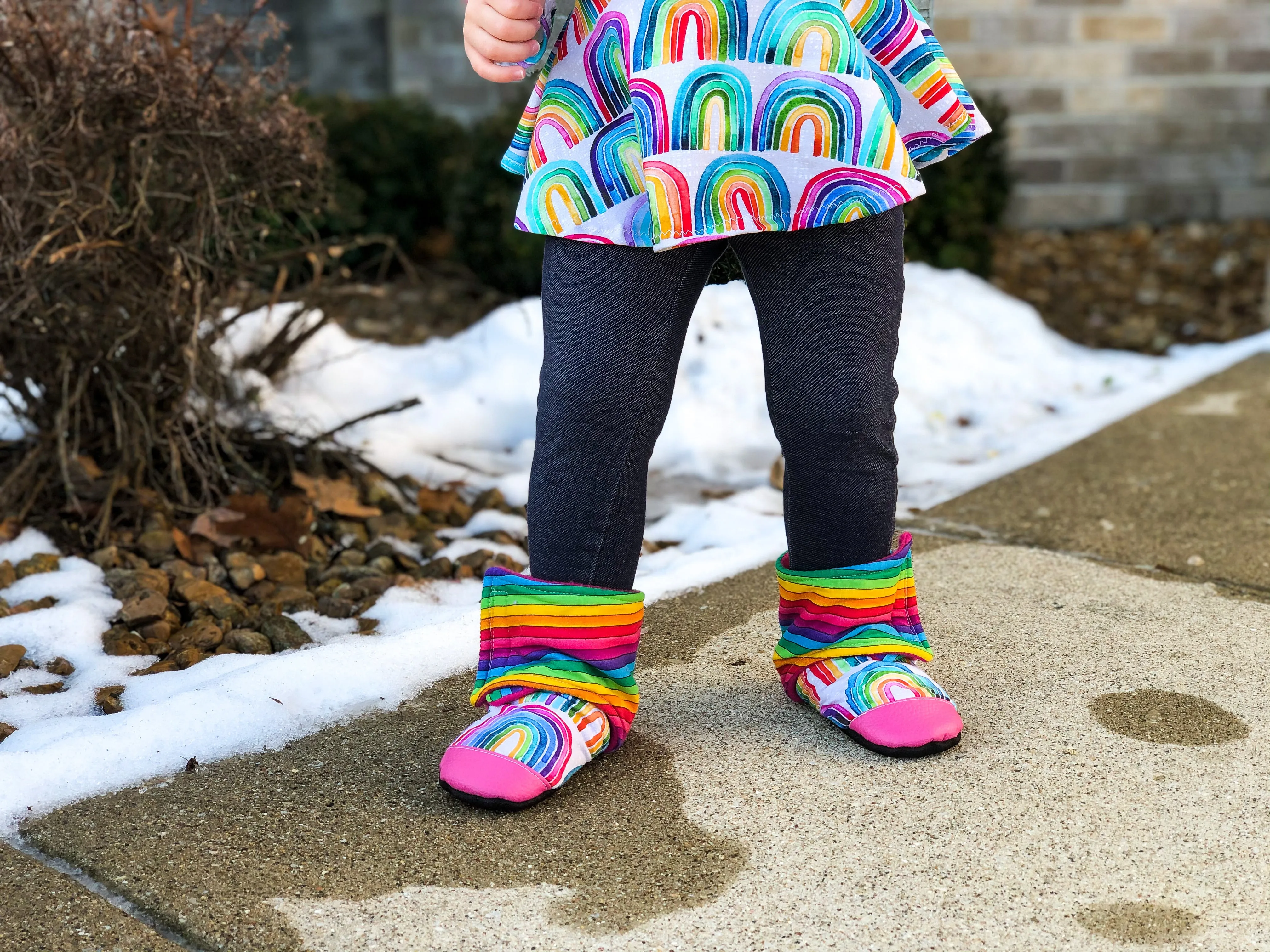 Watercolor Rainbow Stripe Wrap Around Boots