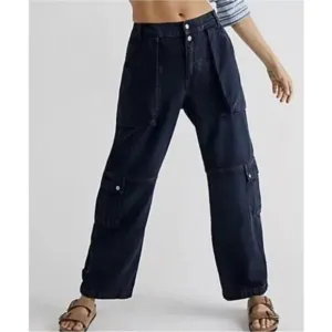 We the Free People Marx Slouchy Cargo Wide Leg Y2K Grunge Black Jeans Women’s 26