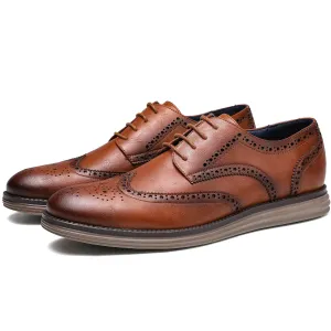 West Louis™ Genuine Leather Smart Business Brogue Dress Shoes