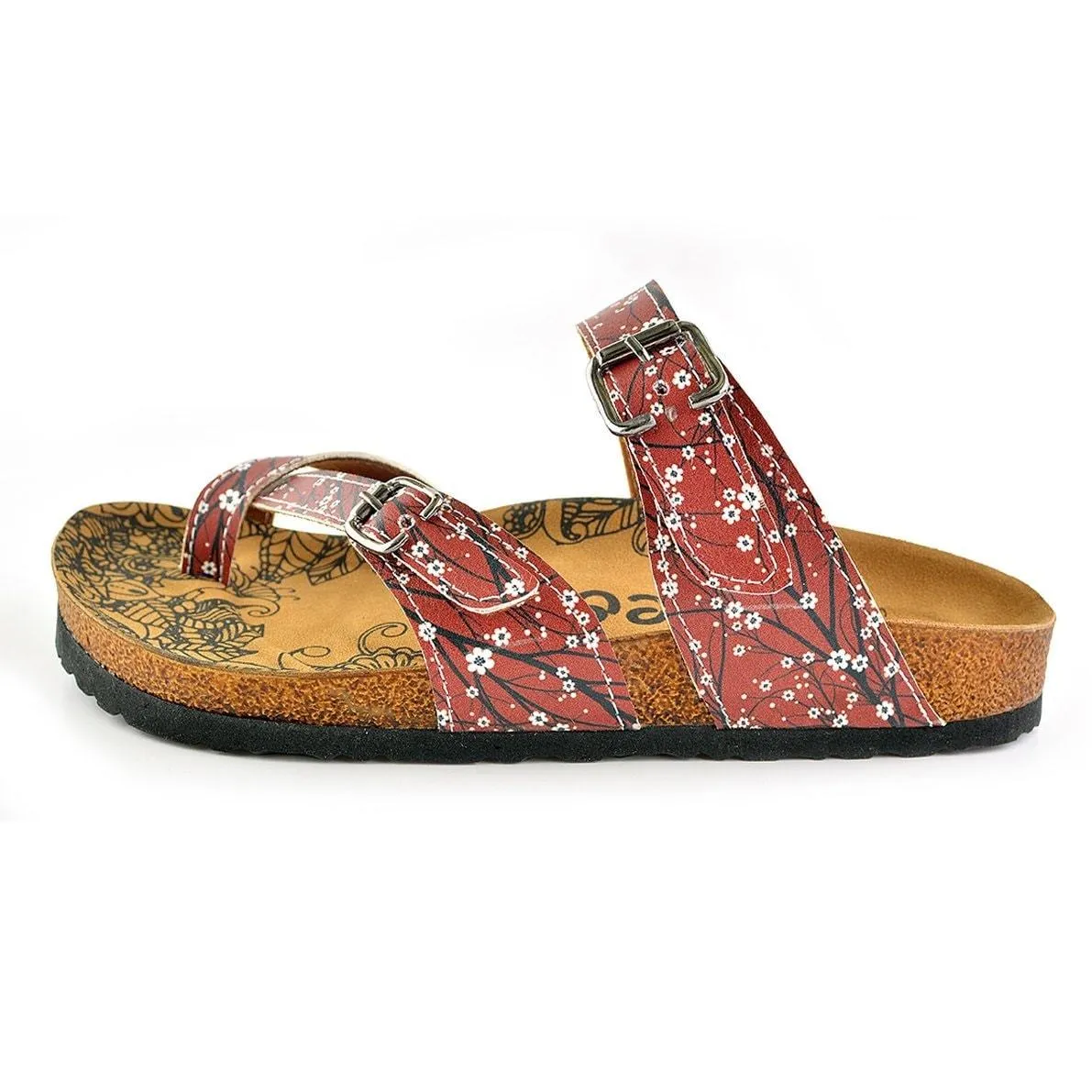 White Flowers and Black Tree Branches, Red Sandal - CAL1003