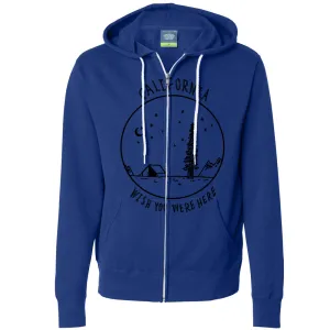 Wish You Were Here Black Print Zip-Up Hoodie