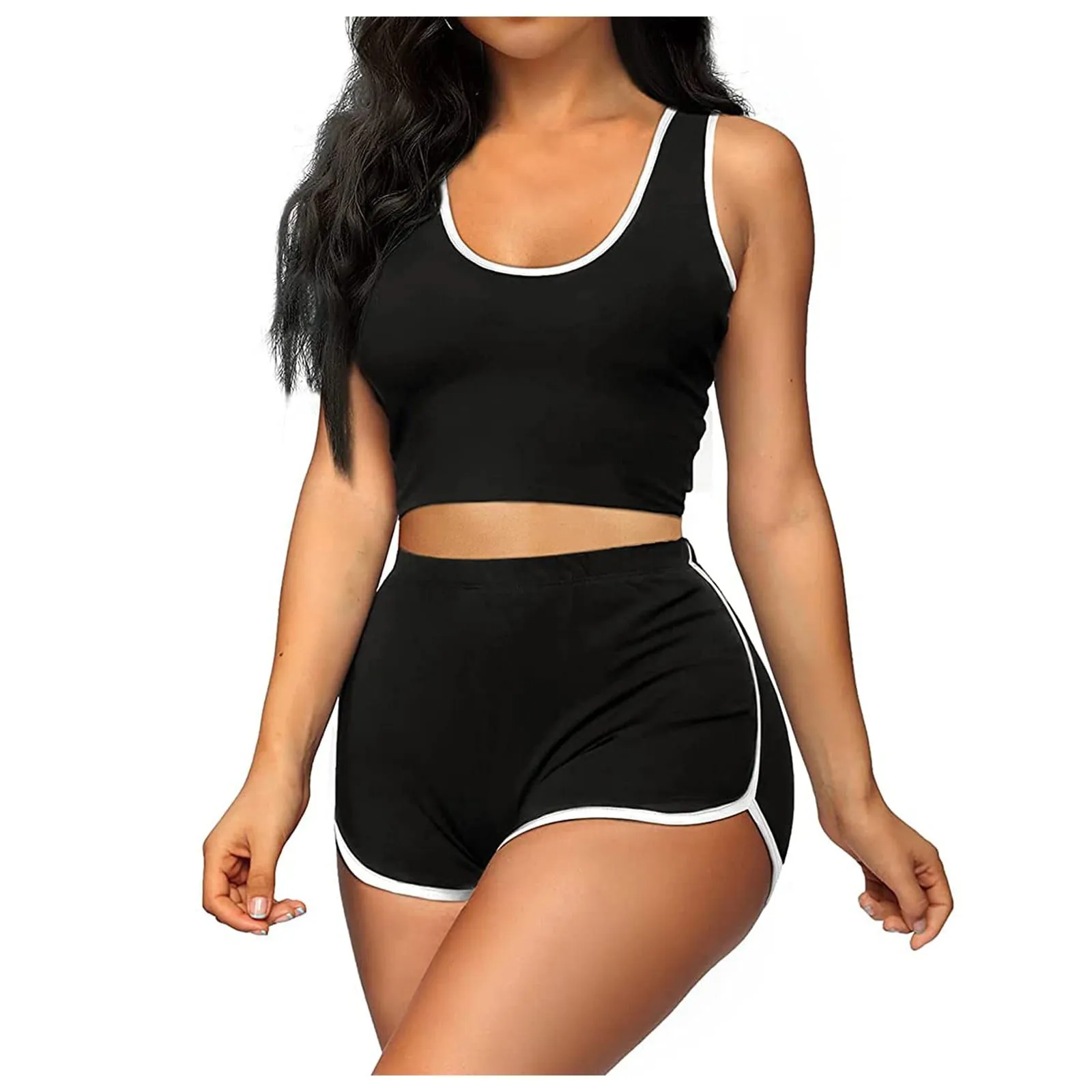 Womens Casual Two Piece Yoga Outfits Sexy Short Sets