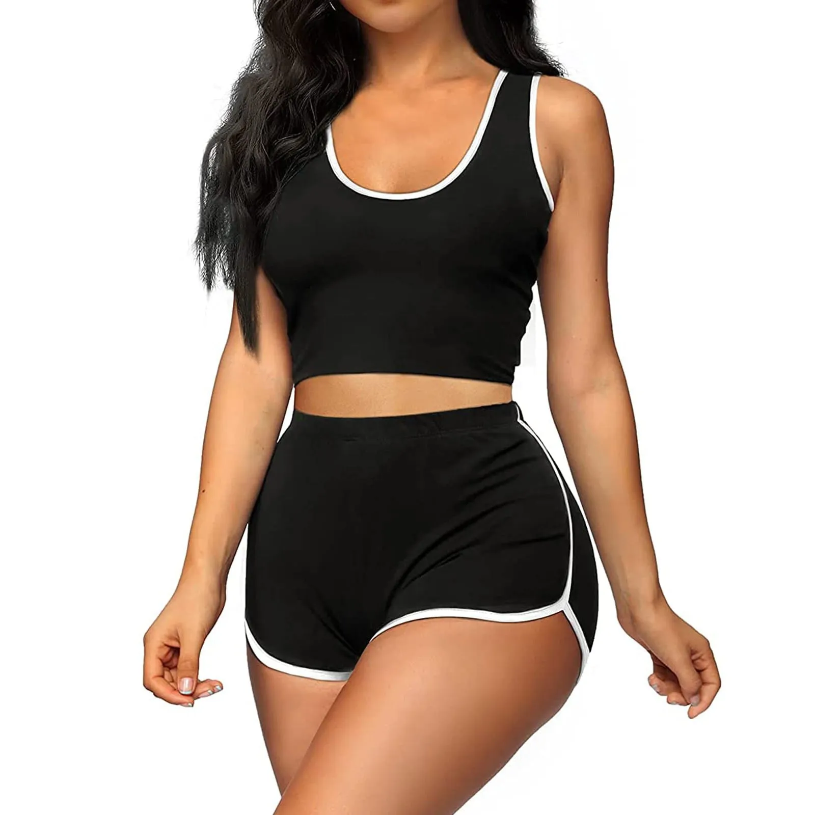 Womens Casual Two Piece Yoga Outfits Sexy Short Sets