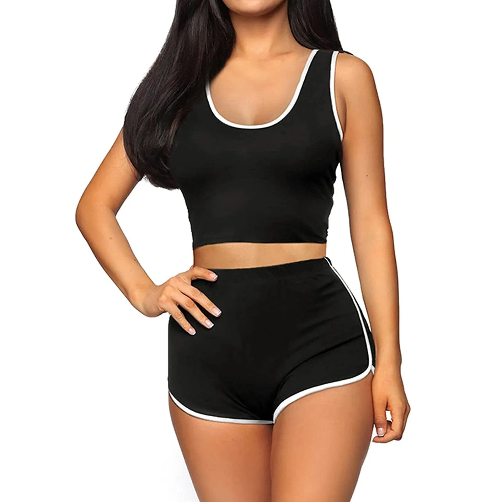 Womens Casual Two Piece Yoga Outfits Sexy Short Sets