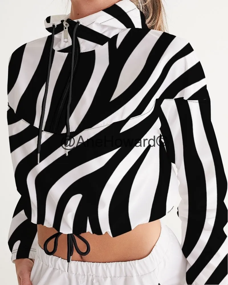 Women's Cropped Windbreaker Zebra