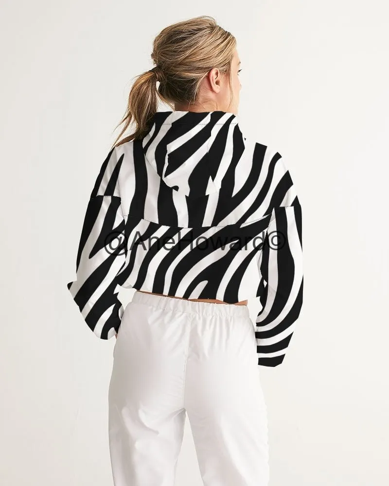 Women's Cropped Windbreaker Zebra