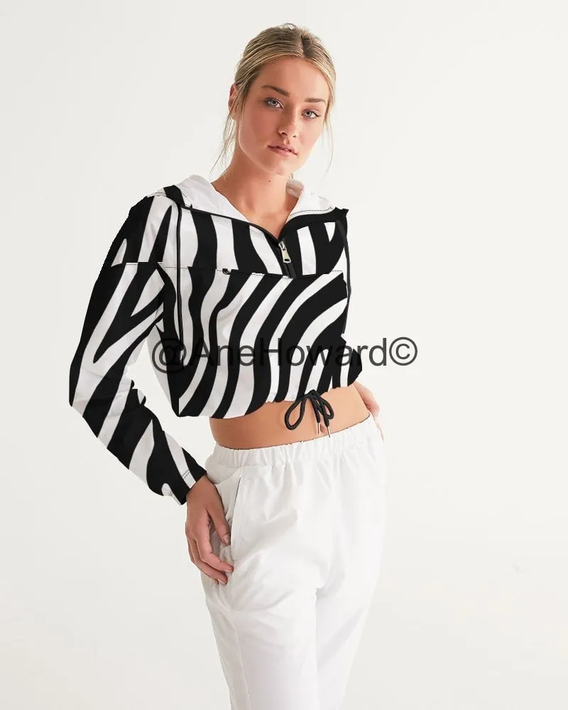 Women's Cropped Windbreaker Zebra