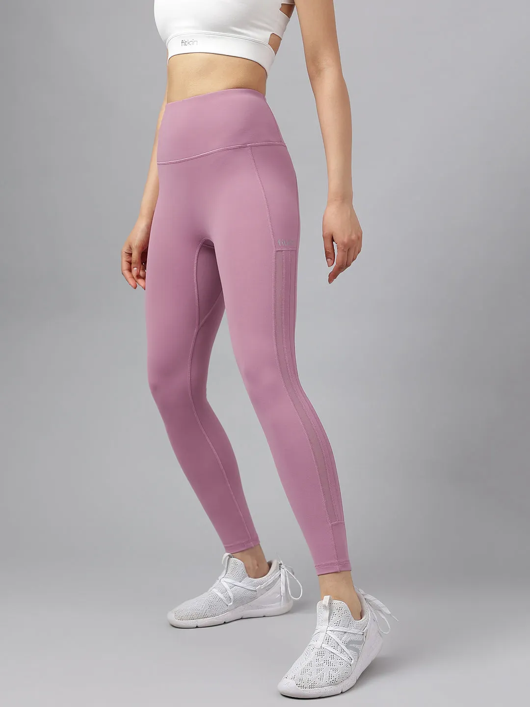 Women's high-rise side mesh stripes training tights