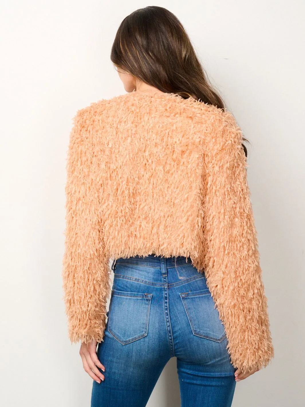WOMEN'S LONG SLEEVE OPEN FRONT FUZZY BLAZER