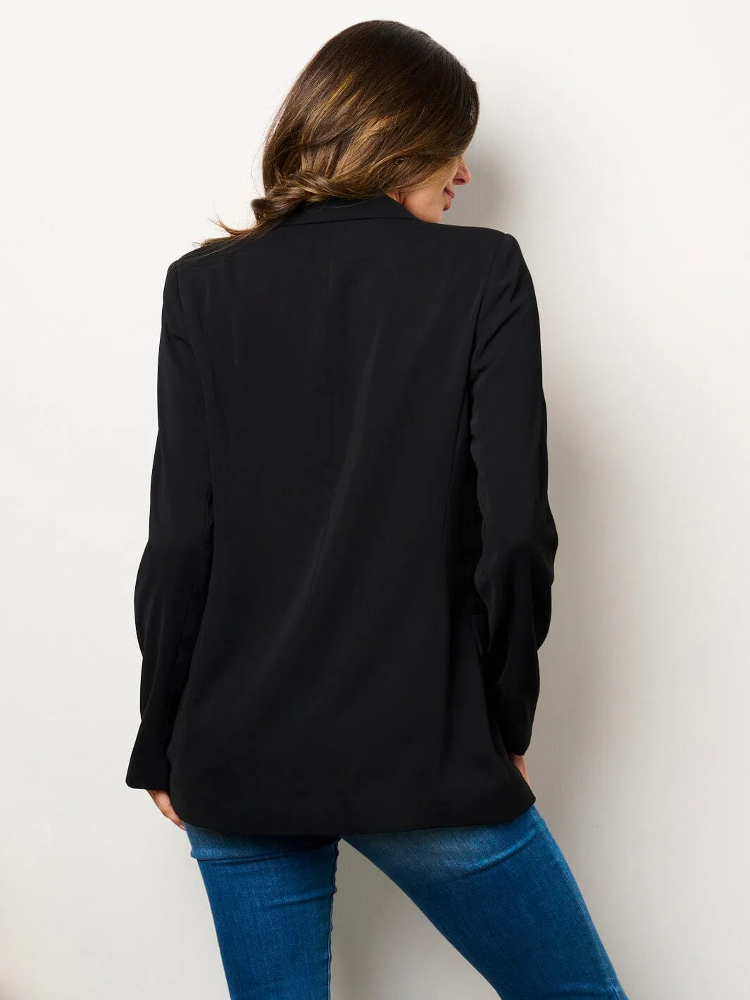 WOMEN'S LONG SLEEVES OPEN FRONT POCKETS BLAZER