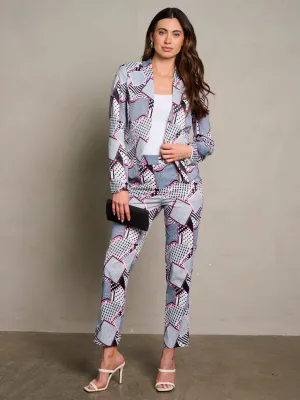WOMEN'S LONG SLEEVES OPEN FRONT PRINTED BLAZER