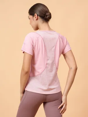 Women's Pink Self Design Training T-shirt