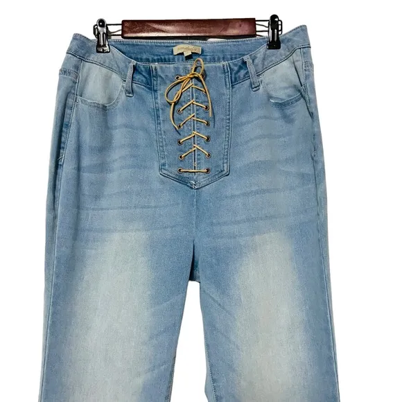 Wonderly Curvy Bell Bottom Flared Leg Jeans Blue