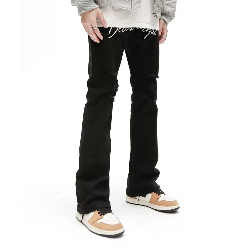 Y2K Letter Pre-Made Hole Washed Jeans