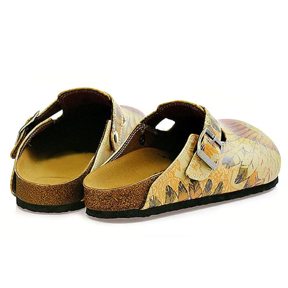 Yellow and Red Indian Skull Patterned Logs Clogs - CAL313