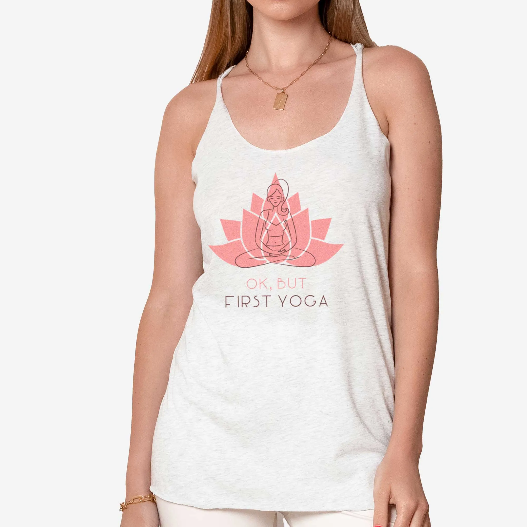 Yoga First Lotus Pose - Women's Triblend Racerback Tank