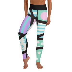 Yoga Leggings, Memphis Harajuku Pastel