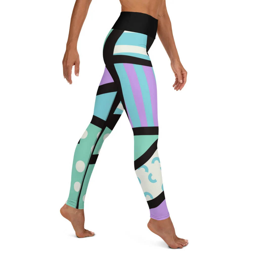 Yoga Leggings, Memphis Harajuku Pastel