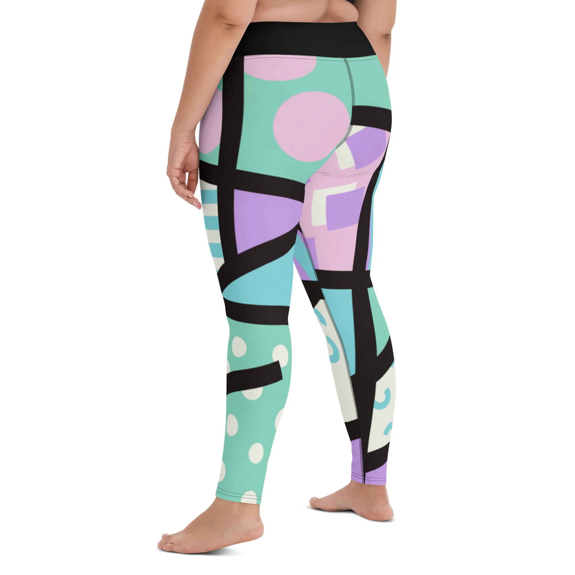 Yoga Leggings, Memphis Harajuku Pastel