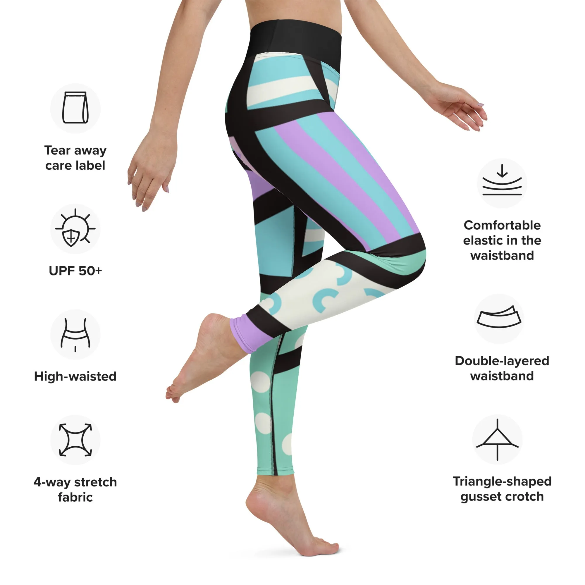 Yoga Leggings, Memphis Harajuku Pastel
