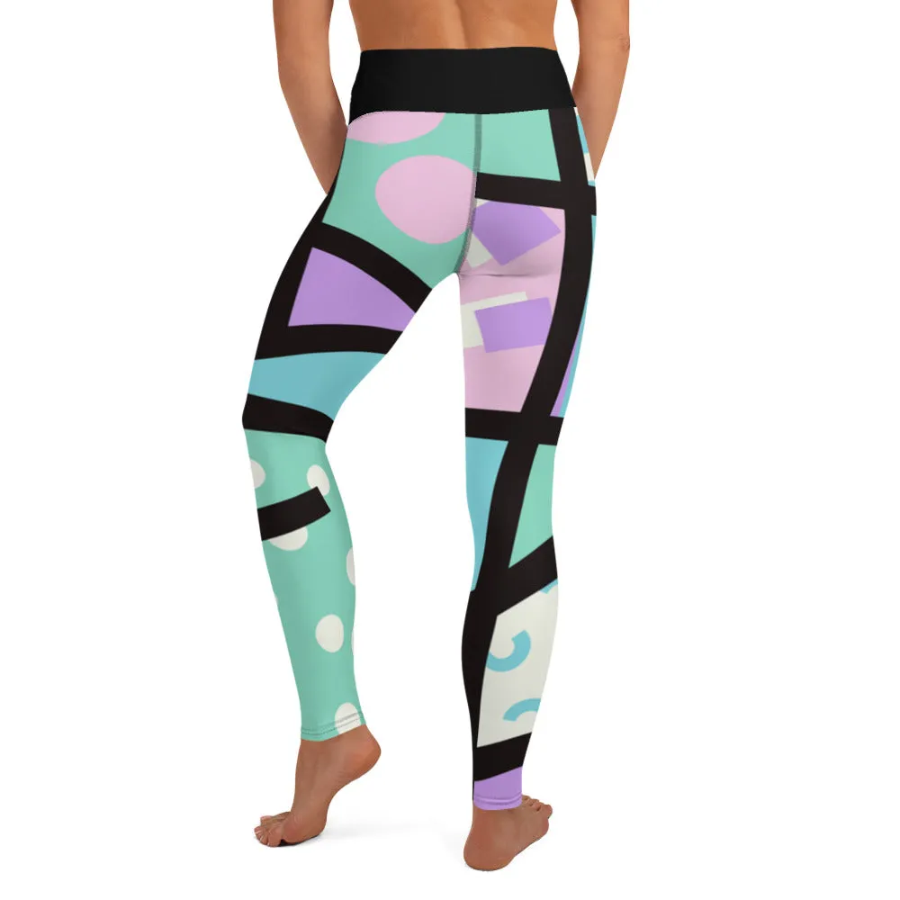 Yoga Leggings, Memphis Harajuku Pastel