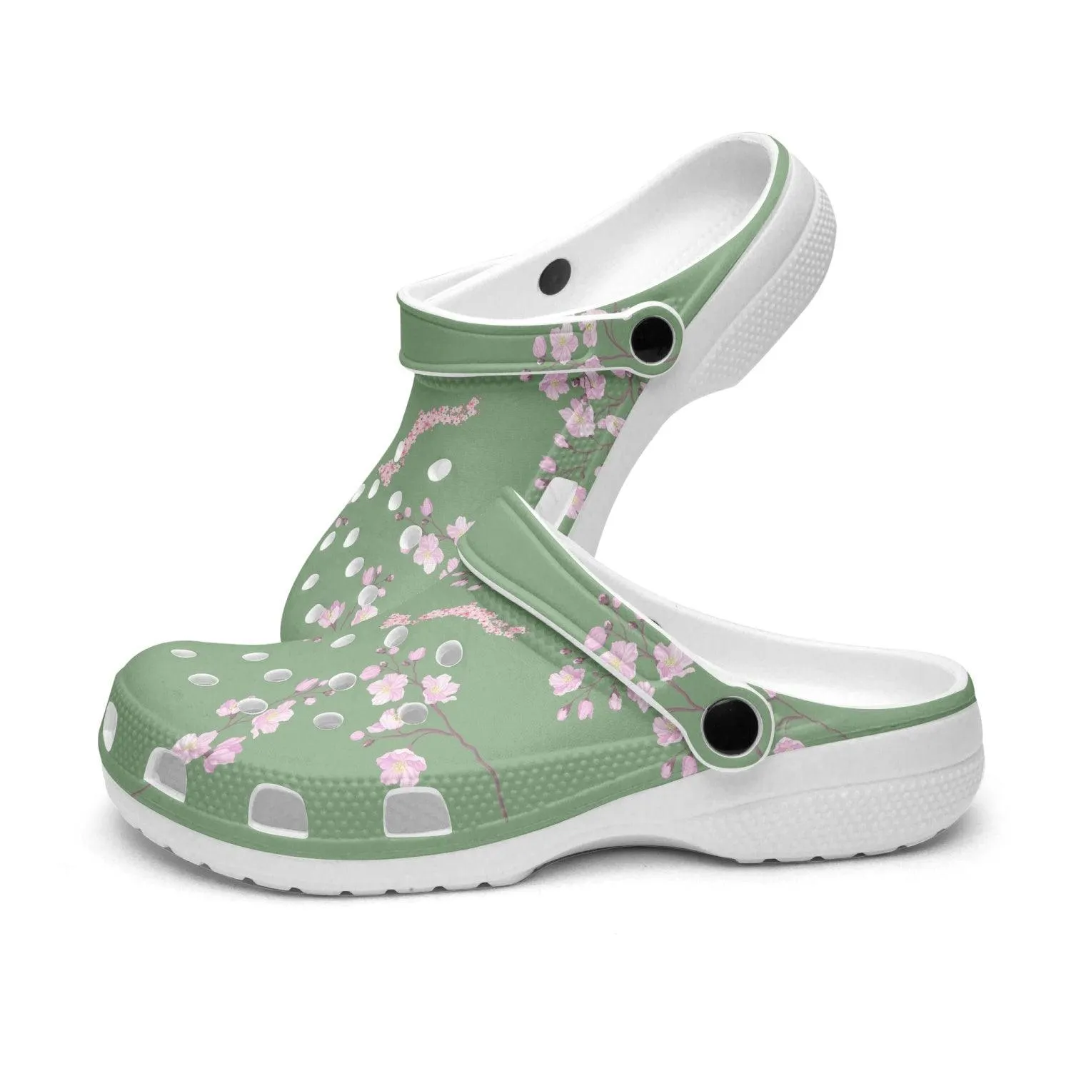 Young Green Bamboo Sakura Clogs