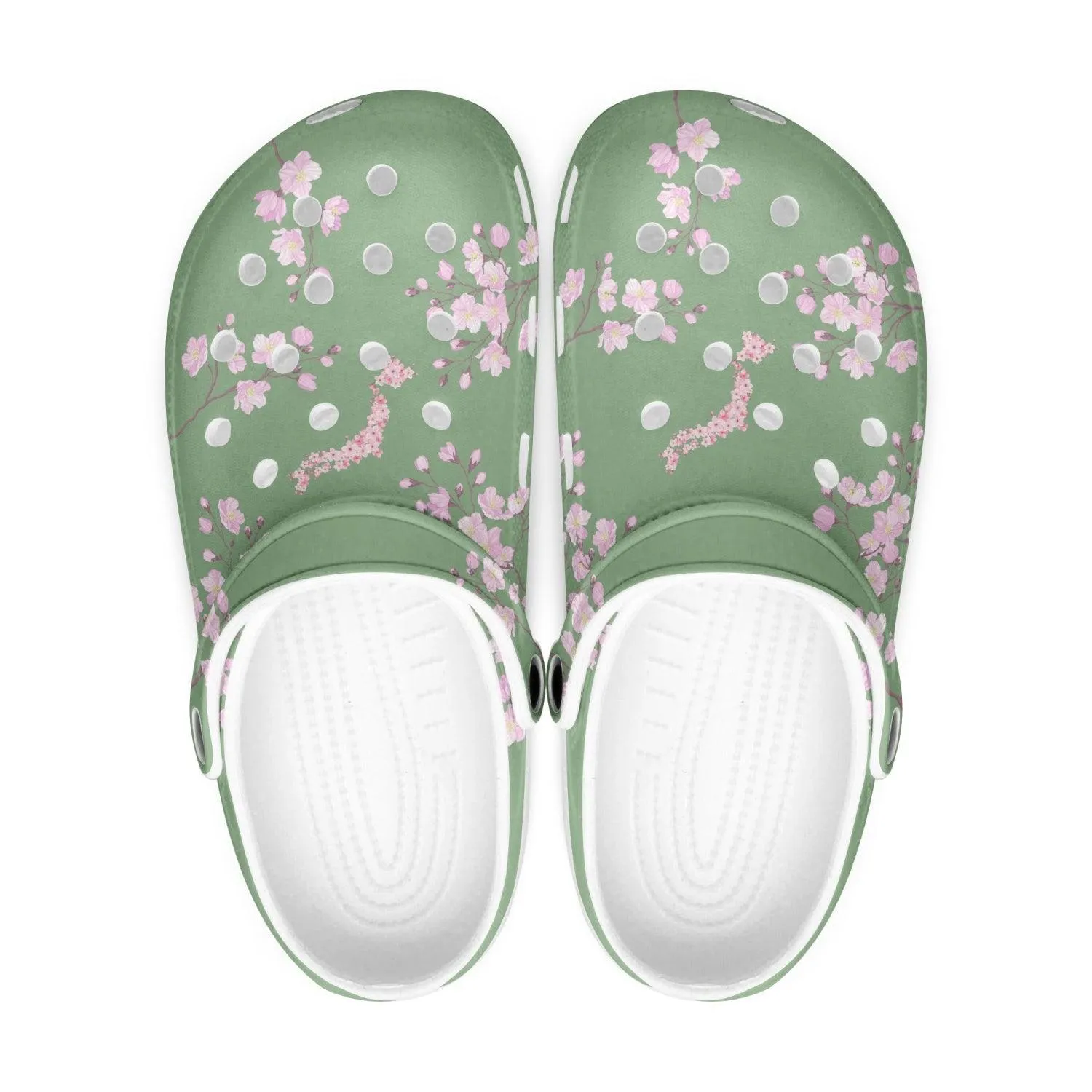 Young Green Bamboo Sakura Clogs