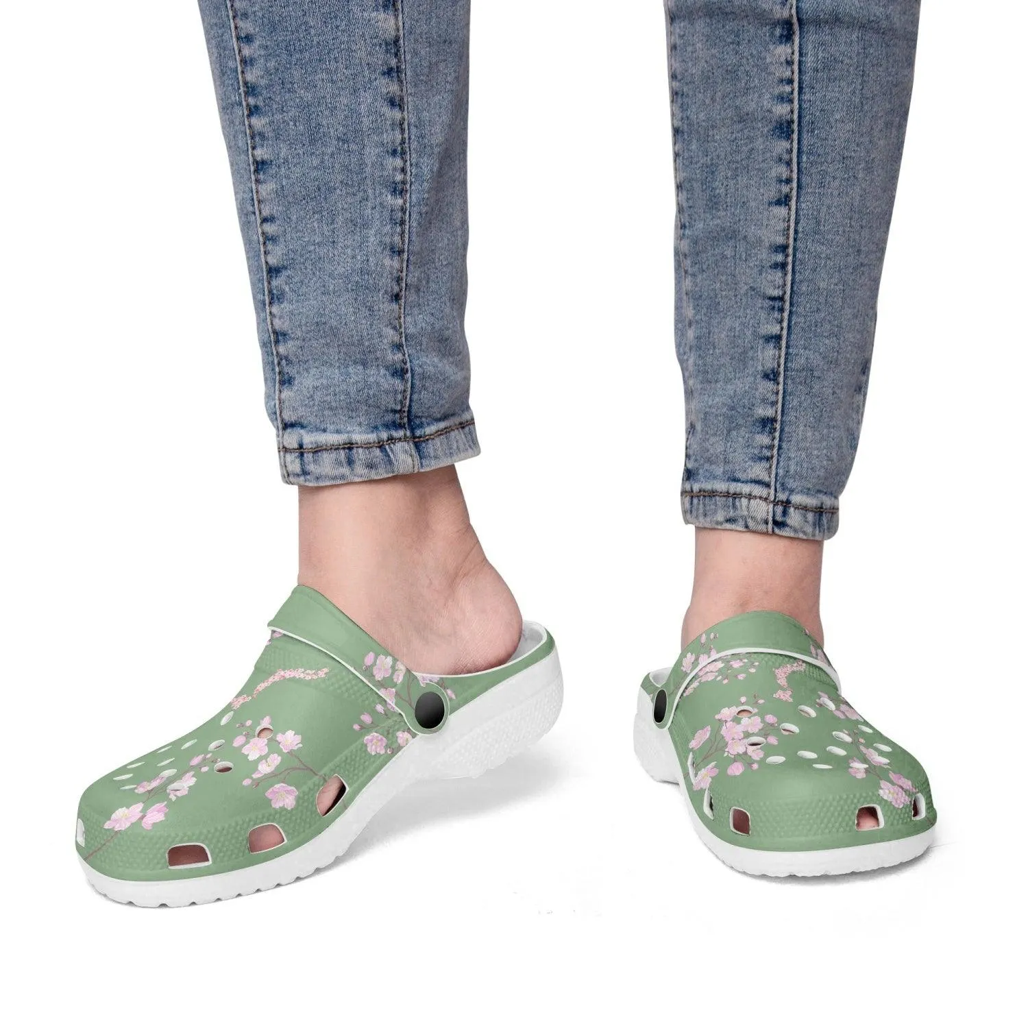 Young Green Bamboo Sakura Clogs
